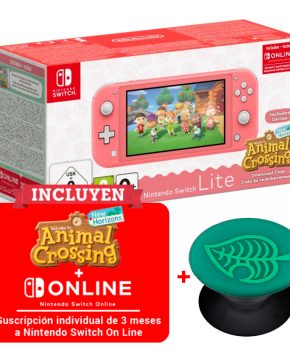 Consola nintendo switch lite coral + animal crossing new horizons + 3 meses nintendo switch online