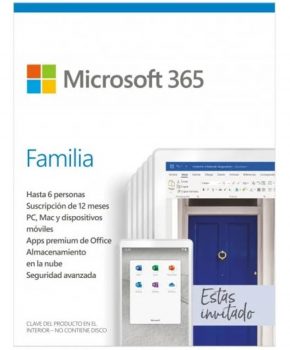 Microsoft office 365 familia 6 licencias 1 año (caja) new