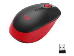 Mouse raton logitech m190 full size optico wireless inalambrico rojo