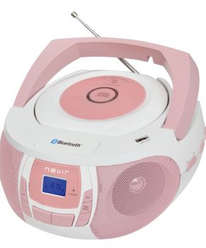 Radio cd mp3 portatil nevir nvr -  481ub blanco rosa - bluetooth